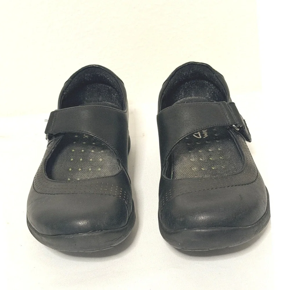 Clarks Mary Jane Wave Walk Sz 6 Black Leather Comfort Walking Shoe 261134354035